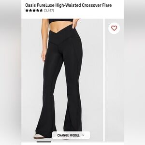 Fabletics Oasis PureLuxe High-Waisted Crossover Black Flare Pants